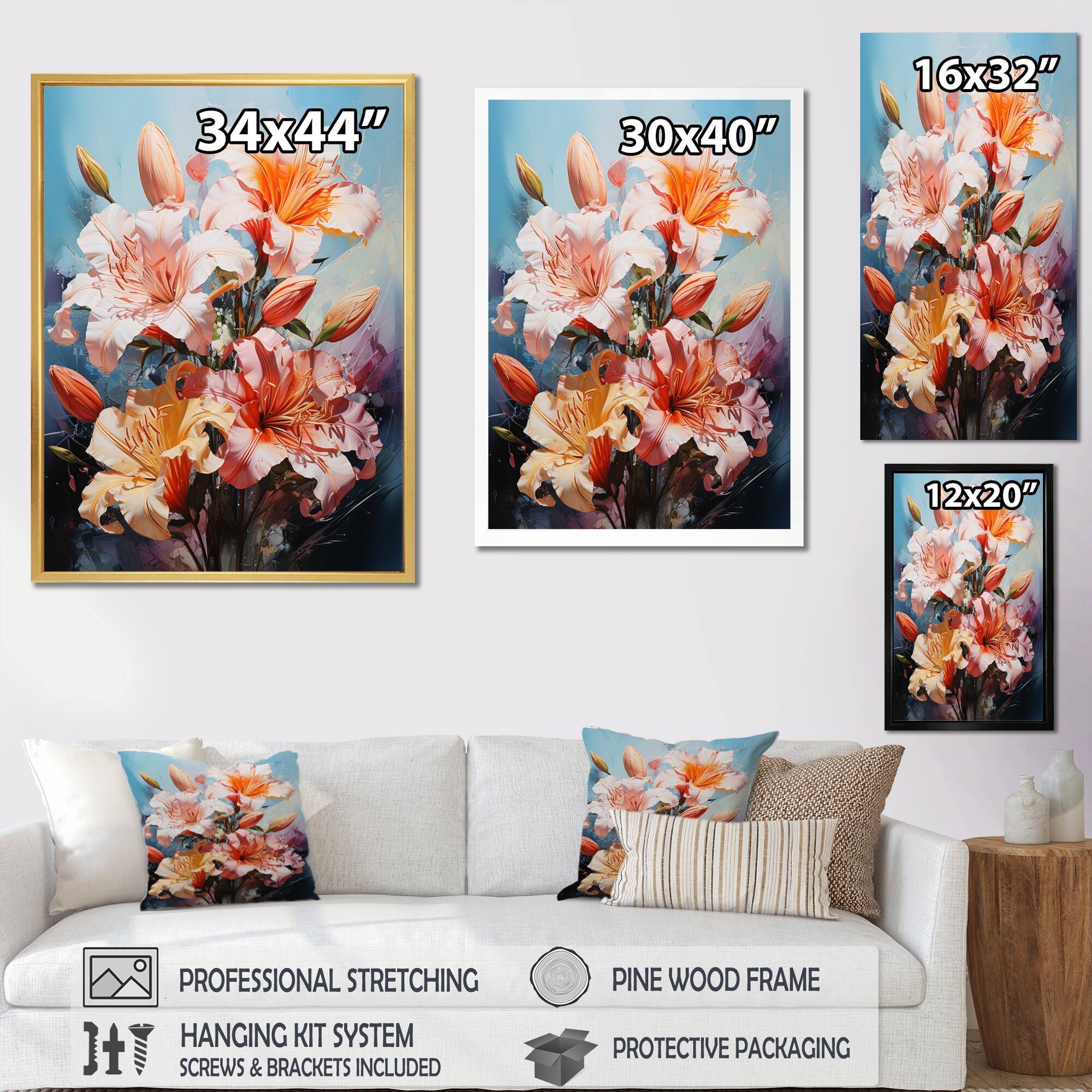 Designart "Lilies Representation Multicolored Acrylic V" Lilies Wall